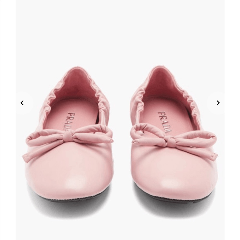 Prada pink leather ballet flat with bow. Brand new.